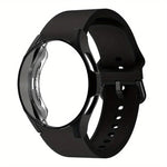 Pulseira de Relógio em Silicone com Caixa TPU, Para Samsung Galaxy Watch 7 44mm, Para Samsung Galaxy Watch 7 40mm, Para Samsung Galaxy Watch 4 Classic 46mm, Para Samsung Galaxy Watch 4 Classic 42mm