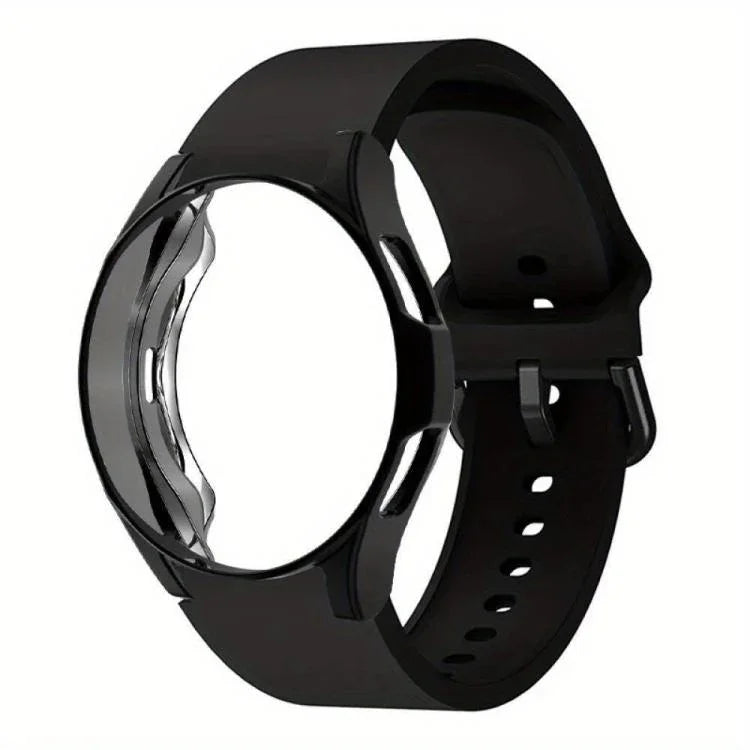 Pulseira de Relógio em Silicone com Caixa TPU, Para Samsung Galaxy Watch 7 44mm, Para Samsung Galaxy Watch 7 40mm, Para Samsung Galaxy Watch 4 Classic 46mm, Para Samsung Galaxy Watch 4 Classic 42mm