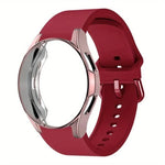 Pulseira de Relógio em Silicone com Caixa TPU, Para Samsung Galaxy Watch 7 44mm, Para Samsung Galaxy Watch 7 40mm, Para Samsung Galaxy Watch 4 Classic 46mm, Para Samsung Galaxy Watch 4 Classic 42mm