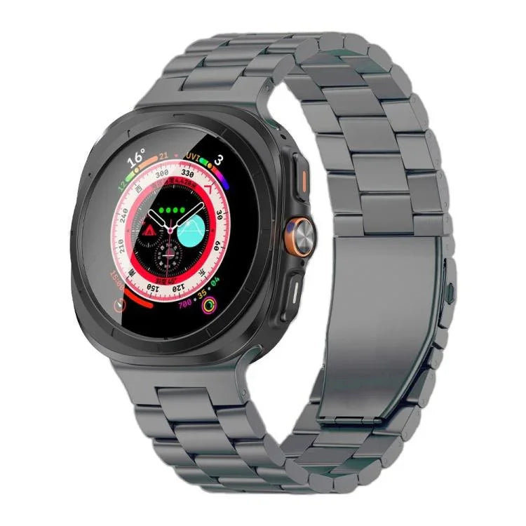 Three Beads Flat Buckle Titanium Alloy Watch Band, For Samsung Galaxy Watch Ultra / Ultra 2025, For Samsung Galaxy Watch8 / Watch8 Classic
