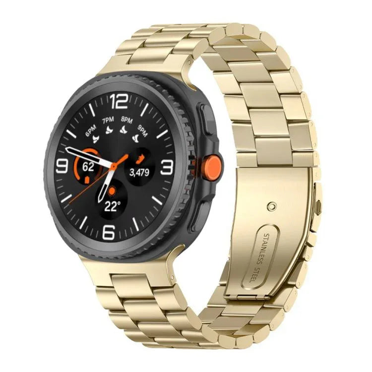 Correia de Relógio em Aço Inoxidável com Três Contas, Para Samsung Galaxy Watch8 / Watch8 Classic