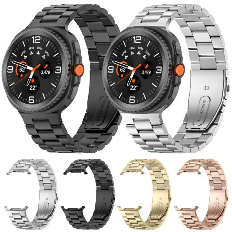 Correia de Relógio em Aço Inoxidável com Três Contas, Para Samsung Galaxy Watch8 / Watch8 Classic