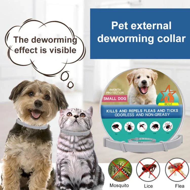 Colar Calmante e Desparasitante para Animal de Estimação Remoção de Pulgas e Carrapatos, Embalagem em Caixa de Alumínio, 72cm para Cão Grande, 56cm para Cachorro, 56cm para Gato