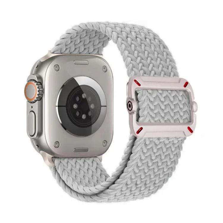 Correia de Relógio Trançada em Nylon com Fivela Mecânica de Duplo Laço, Para Apple Watch 46mm / 49mm / 45mm / 44mm