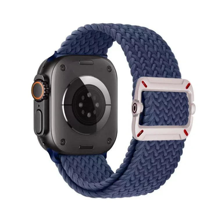 Correia de Relógio Trançada em Nylon com Fivela Mecânica de Duplo Laço, Para Apple Watch 46mm / 49mm / 45mm / 44mm