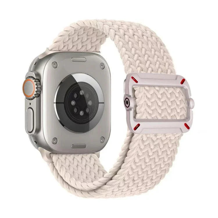 Correia de Relógio Trançada em Nylon com Fivela Mecânica de Duplo Laço, Para Apple Watch 46mm / 49mm / 45mm / 44mm