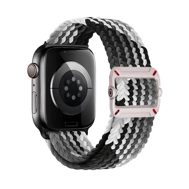 Correia de Relógio Trançada em Nylon com Fivela Mecânica de Duplo Laço, Para Apple Watch 46mm / 49mm / 45mm / 44mm