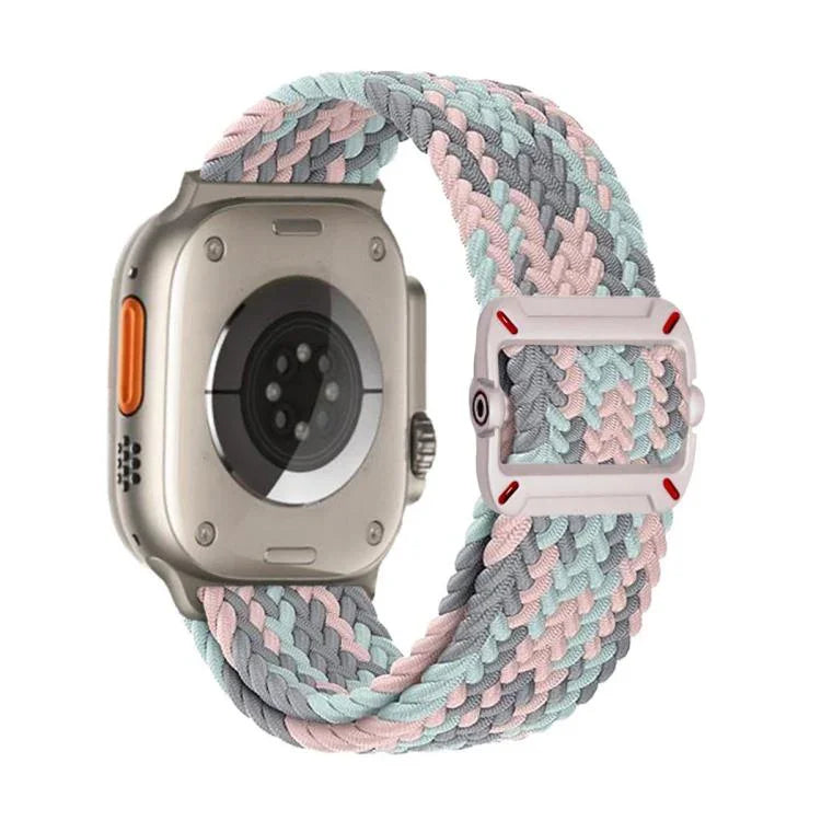 Correia de Relógio Trançada em Nylon com Fivela Mecânica de Duplo Laço, Para Apple Watch 46mm / 49mm / 45mm / 44mm