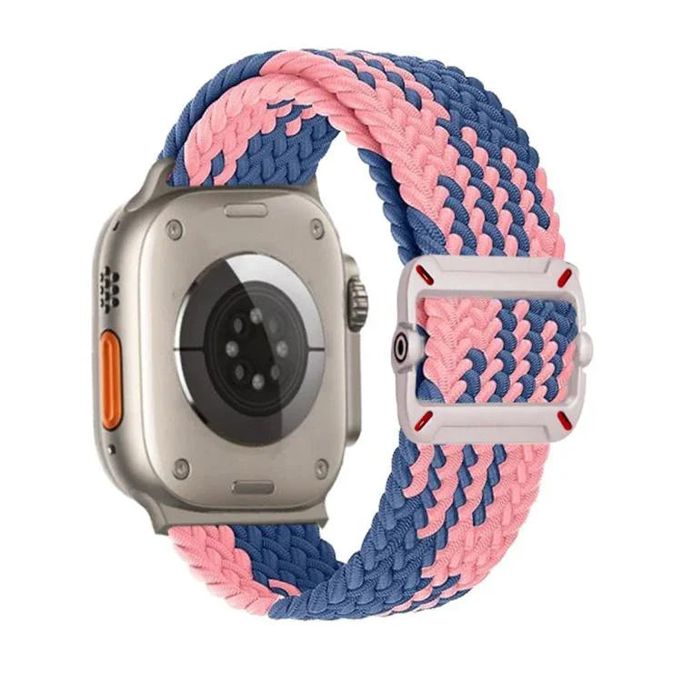 Correia de Relógio Trançada em Nylon com Fivela Mecânica de Duplo Laço, Para Apple Watch 46mm / 49mm / 45mm / 44mm