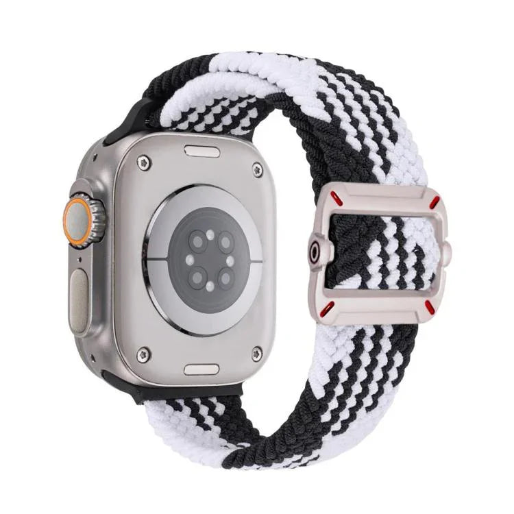 Correia de Relógio em Nylon Trançado com Fivela Mecânica de Duplo Laço, Para Apple Watch 42mm / 41mm / 40mm / 38mm