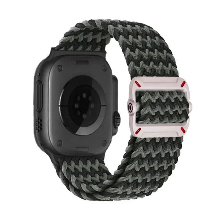 Correia de Relógio em Nylon Trançado com Fivela Mecânica de Duplo Laço, Para Apple Watch 42mm / 41mm / 40mm / 38mm