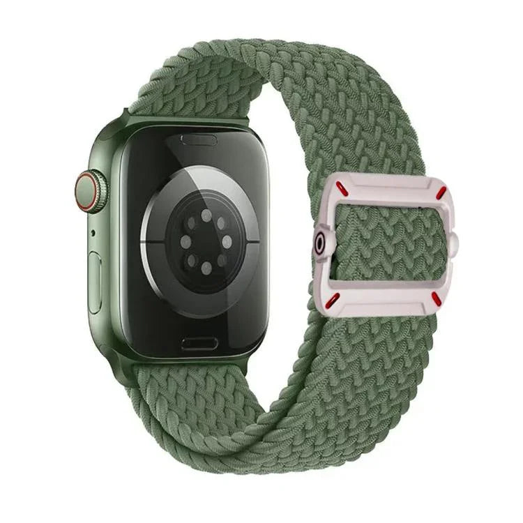 Correia de Relógio em Nylon Trançado com Fivela Mecânica de Duplo Laço, Para Apple Watch 42mm / 41mm / 40mm / 38mm