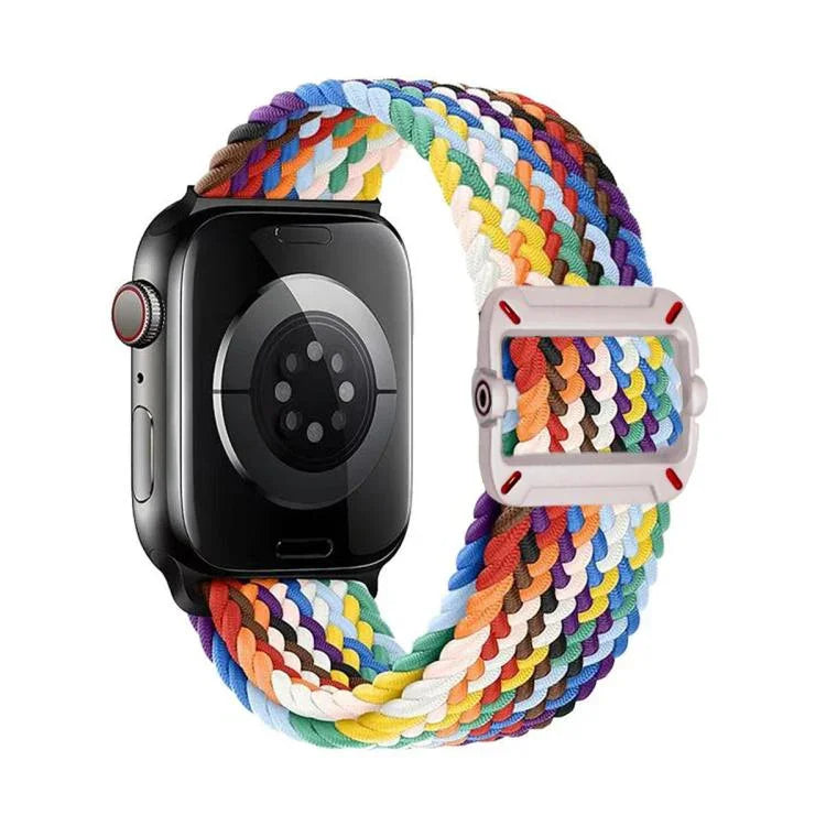 Correia de Relógio em Nylon Trançado com Fivela Mecânica de Duplo Laço, Para Apple Watch 42mm / 41mm / 40mm / 38mm