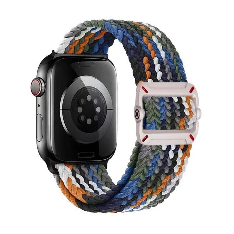 Correia de Relógio em Nylon Trançado com Fivela Mecânica de Duplo Laço, Para Apple Watch 42mm / 41mm / 40mm / 38mm