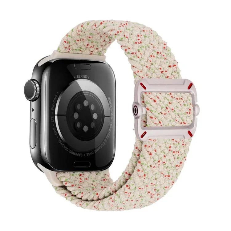 Correia de Relógio em Nylon Trançado com Fivela Mecânica de Duplo Laço, Para Apple Watch 42mm / 41mm / 40mm / 38mm