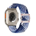 Correia de Relógio em Nylon Trançado com Fivela Mecânica de Duplo Laço, Para Apple Watch 42mm / 41mm / 40mm / 38mm