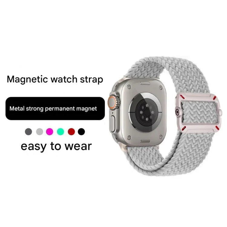 Correia de Relógio Trançada em Nylon com Fivela Mecânica de Duplo Laço, Para Apple Watch 46mm / 49mm / 45mm / 44mm
