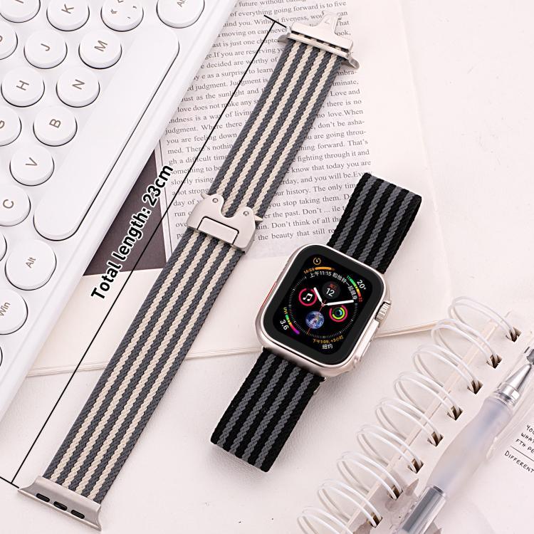 Correia de Relógio em Nylon Trançado com Fivela de Paraquedas xDfind de 3 Risca, Para Apple Watch 42 / 44 / 45 / 46 / 49mm, Para Apple Watch 38 / 40 / 41 / S10 42mm