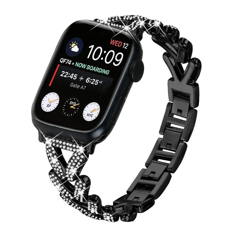 Correia de Relógio Metálica com Diamante Torcido Pequeno xDfind, Para Apple Watch 38 / 40 / 41 / S10 42mm 20mm