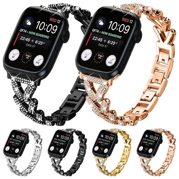 Correia de Relógio Metálica com Diamante Torcido Pequeno xDfind, Para Apple Watch 38 / 40 / 41 / S10 42mm 20mm