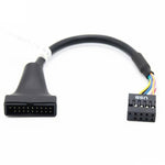 2 Cabos Adaptadores USB3.0 para Placa-mãe de Computador, 20 Pinos Macho para 9 Pinos Fêmea, 9 Pinos Macho para 20 Pinos Fêmea