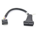 2 Cabos Adaptadores USB3.0 para Placa-mãe de Computador, 20 Pinos Macho para 9 Pinos Fêmea, 9 Pinos Macho para 20 Pinos Fêmea