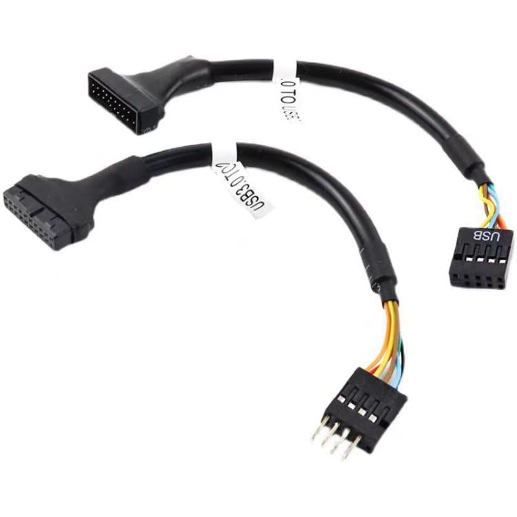 2 Cabos Adaptadores USB3.0 para Placa-mãe de Computador, 20 Pinos Macho para 9 Pinos Fêmea, 9 Pinos Macho para 20 Pinos Fêmea