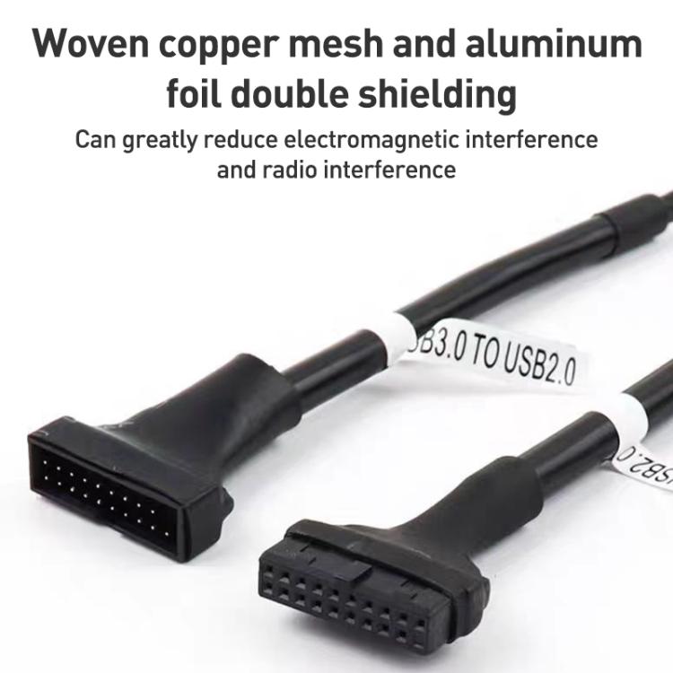 2 Cabos Adaptadores USB3.0 para Placa-mãe de Computador, 20 Pinos Macho para 9 Pinos Fêmea, 9 Pinos Macho para 20 Pinos Fêmea
