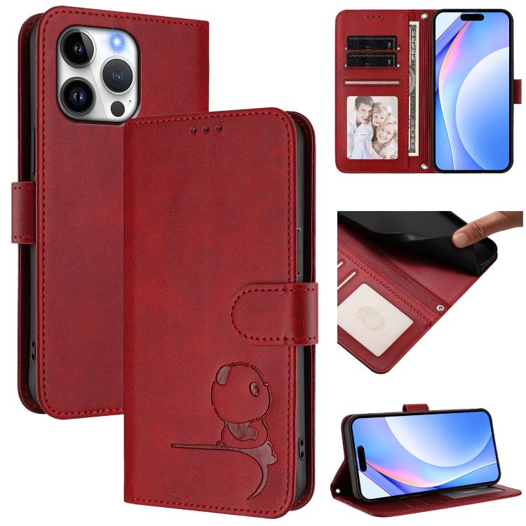 Capa para telemóvel Litter Panda em pele com relevo e RFID, com cordão, para iPhone 17e / 16e, para iPhone 17 Pro Max, para iPhone 17 Pro, para iPhone 17, para iPhone Air, para iPhone 16 Pro Max, para iPhone 16 Pro, para iPhone 16 Plus