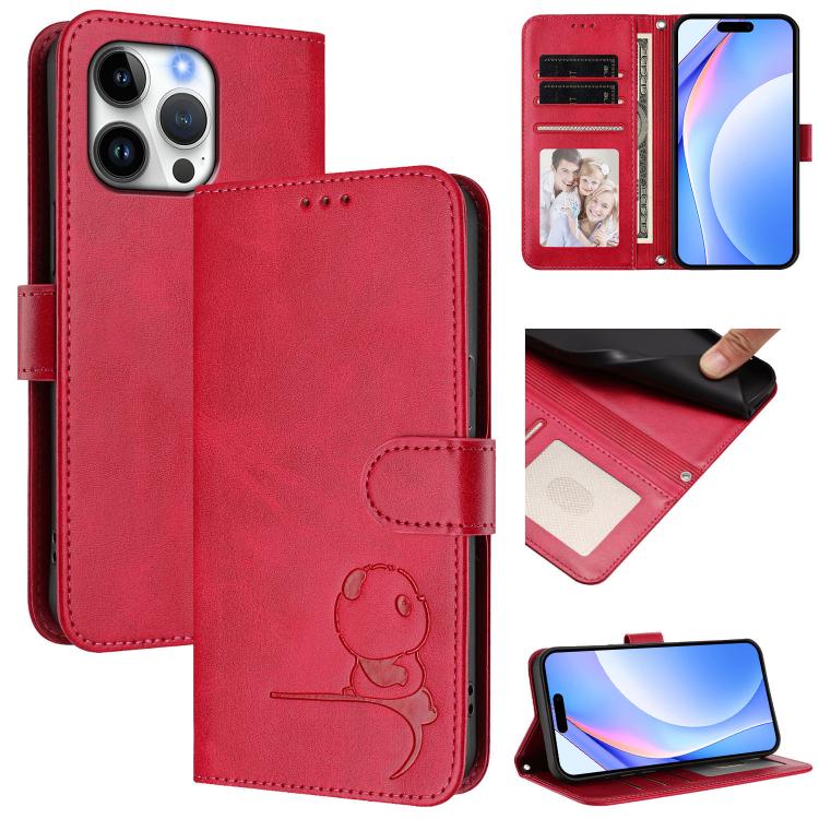 Capa para telemóvel Litter Panda em pele com relevo e RFID, com cordão, para iPhone 17e / 16e, para iPhone 17 Pro Max, para iPhone 17 Pro, para iPhone 17, para iPhone Air, para iPhone 16 Pro Max, para iPhone 16 Pro, para iPhone 16 Plus