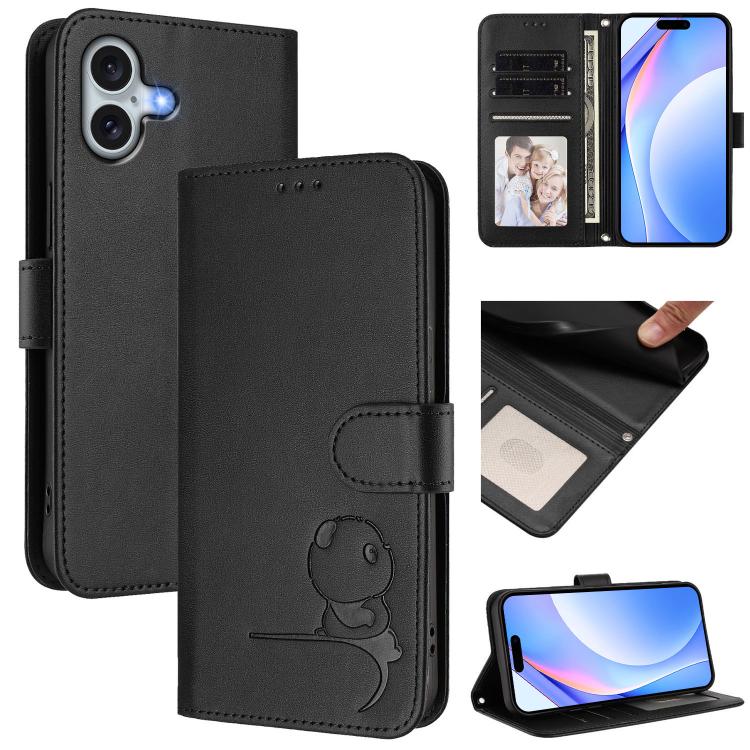 Capa para telemóvel Litter Panda em pele com relevo e RFID, com cordão, para iPhone 17e / 16e, para iPhone 17 Pro Max, para iPhone 17 Pro, para iPhone 17, para iPhone Air, para iPhone 16 Pro Max, para iPhone 16 Pro, para iPhone 16 Plus