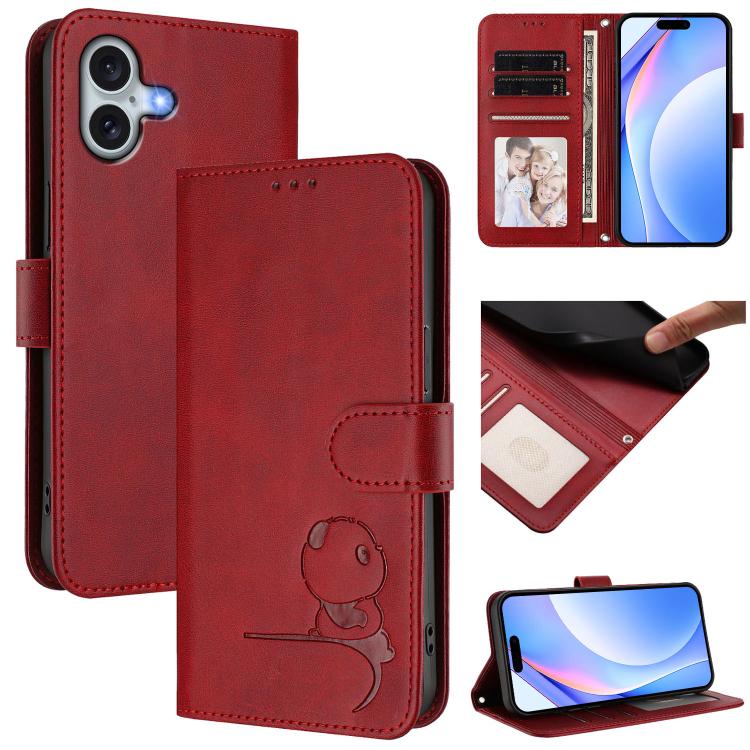 Capa para telemóvel Litter Panda em pele com relevo e RFID, com cordão, para iPhone 17e / 16e, para iPhone 17 Pro Max, para iPhone 17 Pro, para iPhone 17, para iPhone Air, para iPhone 16 Pro Max, para iPhone 16 Pro, para iPhone 16 Plus