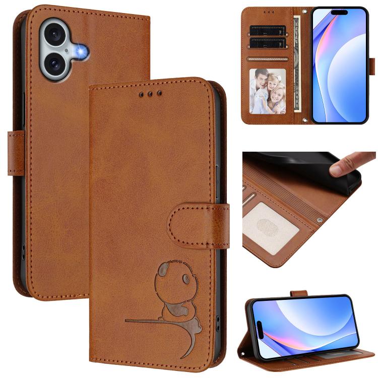 Capa para telemóvel Litter Panda em pele com relevo e RFID, com cordão, para iPhone 17e / 16e, para iPhone 17 Pro Max, para iPhone 17 Pro, para iPhone 17, para iPhone Air, para iPhone 16 Pro Max, para iPhone 16 Pro, para iPhone 16 Plus