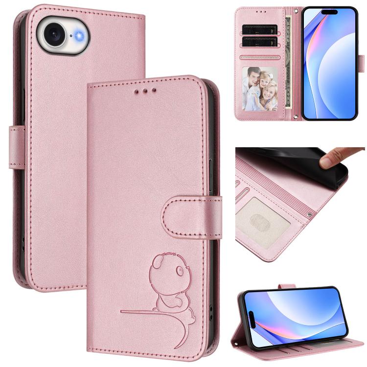Capa para telemóvel Litter Panda em pele com relevo e RFID, com cordão, para iPhone 17e / 16e, para iPhone 17 Pro Max, para iPhone 17 Pro, para iPhone 17, para iPhone Air, para iPhone 16 Pro Max, para iPhone 16 Pro, para iPhone 16 Plus