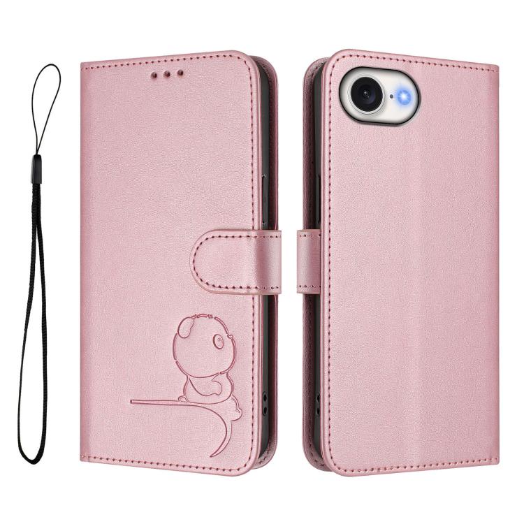 Capa para telemóvel Litter Panda em pele com relevo e RFID, com cordão, para iPhone 17e / 16e, para iPhone 17 Pro Max, para iPhone 17 Pro, para iPhone 17, para iPhone Air, para iPhone 16 Pro Max, para iPhone 16 Pro, para iPhone 16 Plus