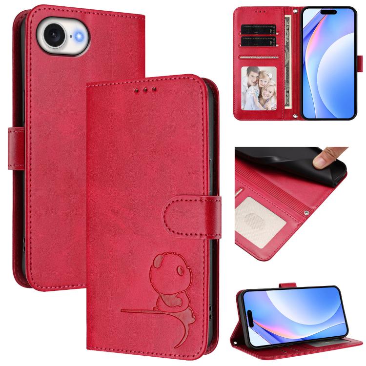 Capa para telemóvel Litter Panda em pele com relevo e RFID, com cordão, para iPhone 17e / 16e, para iPhone 17 Pro Max, para iPhone 17 Pro, para iPhone 17, para iPhone Air, para iPhone 16 Pro Max, para iPhone 16 Pro, para iPhone 16 Plus