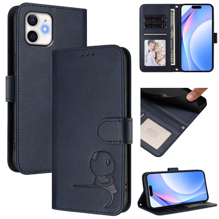 Estojo de Telefone em Couro com Relevo Panda Litter e RFID com Cordão, Para iPhone 11 Pro Max, Para iPhone 11, Para iPhone 11 Pro, Para iPhone X / XS, Para iPhone XR, Para iPhone XS Max, Para iPhone 8 Plus / 7 Plus