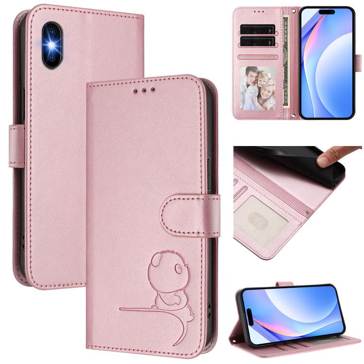 Estojo de Telefone em Couro com Relevo Panda Litter e RFID com Cordão, Para iPhone 11 Pro Max, Para iPhone 11, Para iPhone 11 Pro, Para iPhone X / XS, Para iPhone XR, Para iPhone XS Max, Para iPhone 8 Plus / 7 Plus