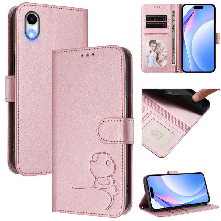 Estojo de Telefone em Couro com Relevo Panda Litter e RFID com Cordão, Para iPhone 11 Pro Max, Para iPhone 11, Para iPhone 11 Pro, Para iPhone X / XS, Para iPhone XR, Para iPhone XS Max, Para iPhone 8 Plus / 7 Plus