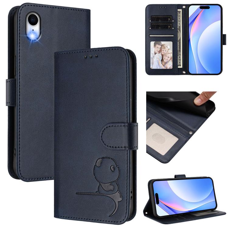 Estojo de Telefone em Couro com Relevo Panda Litter e RFID com Cordão, Para iPhone 11 Pro Max, Para iPhone 11, Para iPhone 11 Pro, Para iPhone X / XS, Para iPhone XR, Para iPhone XS Max, Para iPhone 8 Plus / 7 Plus
