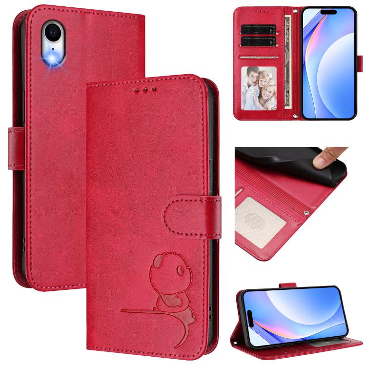Estojo de Telefone em Couro com Relevo Panda Litter e RFID com Cordão, Para iPhone 11 Pro Max, Para iPhone 11, Para iPhone 11 Pro, Para iPhone X / XS, Para iPhone XR, Para iPhone XS Max, Para iPhone 8 Plus / 7 Plus