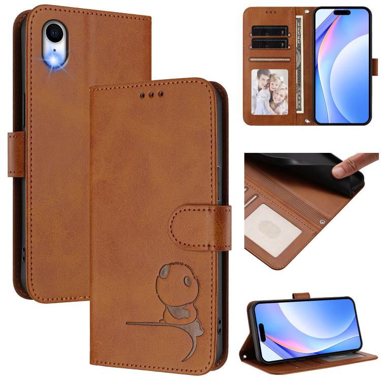 Estojo de Telefone em Couro com Relevo Panda Litter e RFID com Cordão, Para iPhone 11 Pro Max, Para iPhone 11, Para iPhone 11 Pro, Para iPhone X / XS, Para iPhone XR, Para iPhone XS Max, Para iPhone 8 Plus / 7 Plus