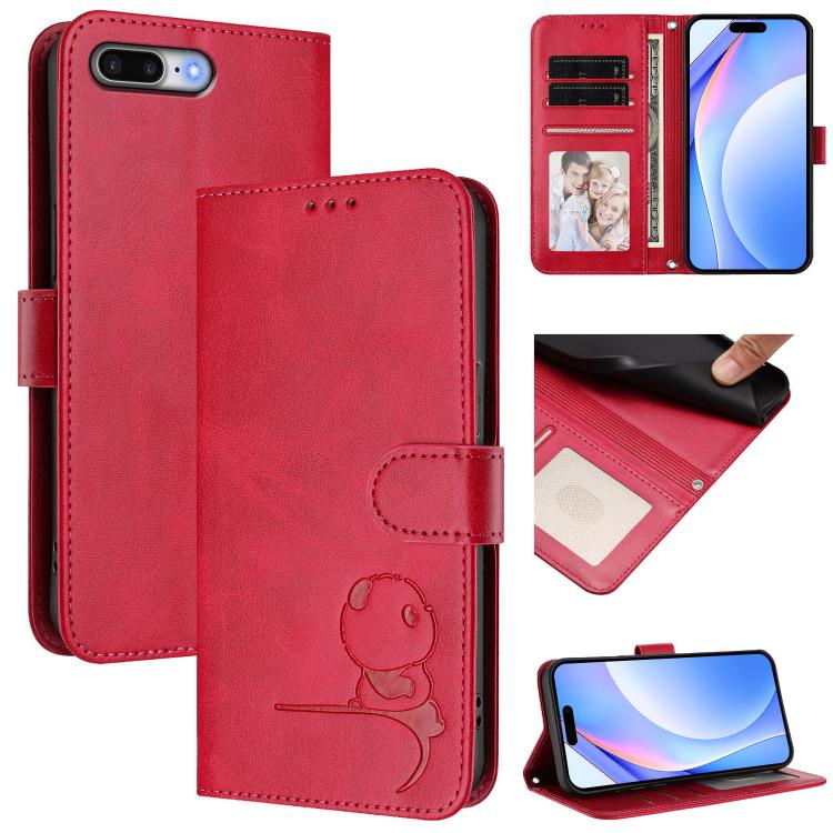 Estojo de Telefone em Couro com Relevo Panda Litter e RFID com Cordão, Para iPhone 11 Pro Max, Para iPhone 11, Para iPhone 11 Pro, Para iPhone X / XS, Para iPhone XR, Para iPhone XS Max, Para iPhone 8 Plus / 7 Plus
