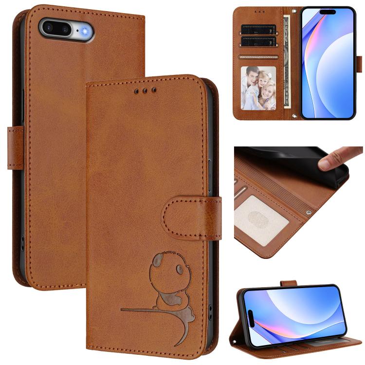 Estojo de Telefone em Couro com Relevo Panda Litter e RFID com Cordão, Para iPhone 11 Pro Max, Para iPhone 11, Para iPhone 11 Pro, Para iPhone X / XS, Para iPhone XR, Para iPhone XS Max, Para iPhone 8 Plus / 7 Plus