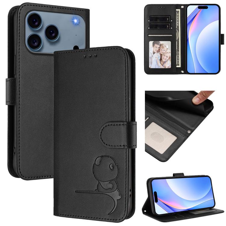 Capa para telemóvel Litter Panda em pele com relevo e RFID, com cordão, para iPhone 17e / 16e, para iPhone 17 Pro Max, para iPhone 17 Pro, para iPhone 17, para iPhone Air, para iPhone 16 Pro Max, para iPhone 16 Pro, para iPhone 16 Plus