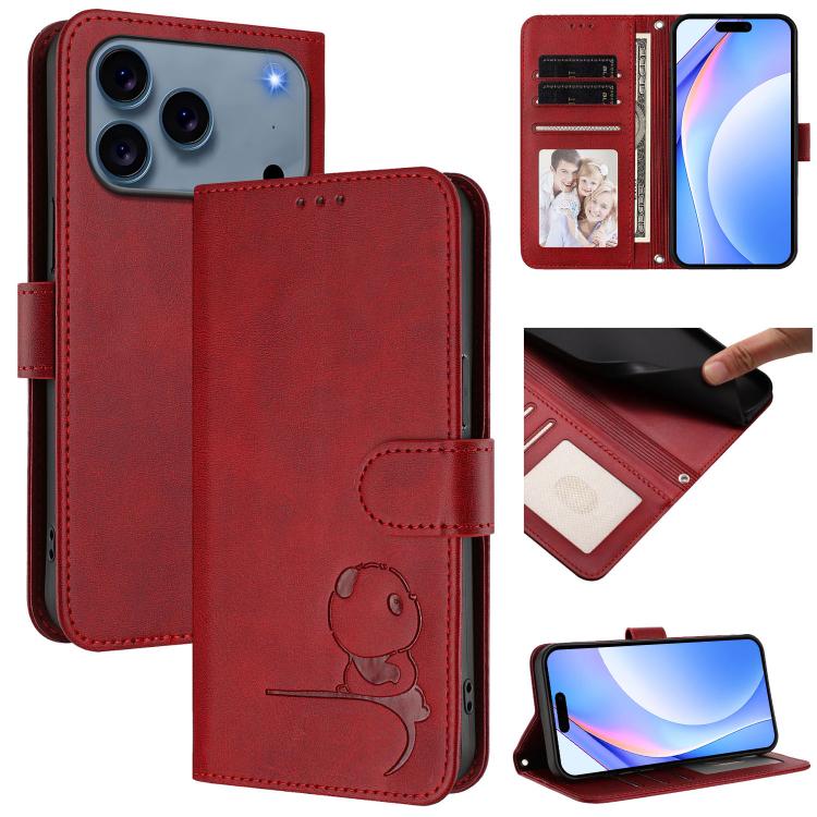 Capa para telemóvel Litter Panda em pele com relevo e RFID, com cordão, para iPhone 17e / 16e, para iPhone 17 Pro Max, para iPhone 17 Pro, para iPhone 17, para iPhone Air, para iPhone 16 Pro Max, para iPhone 16 Pro, para iPhone 16 Plus
