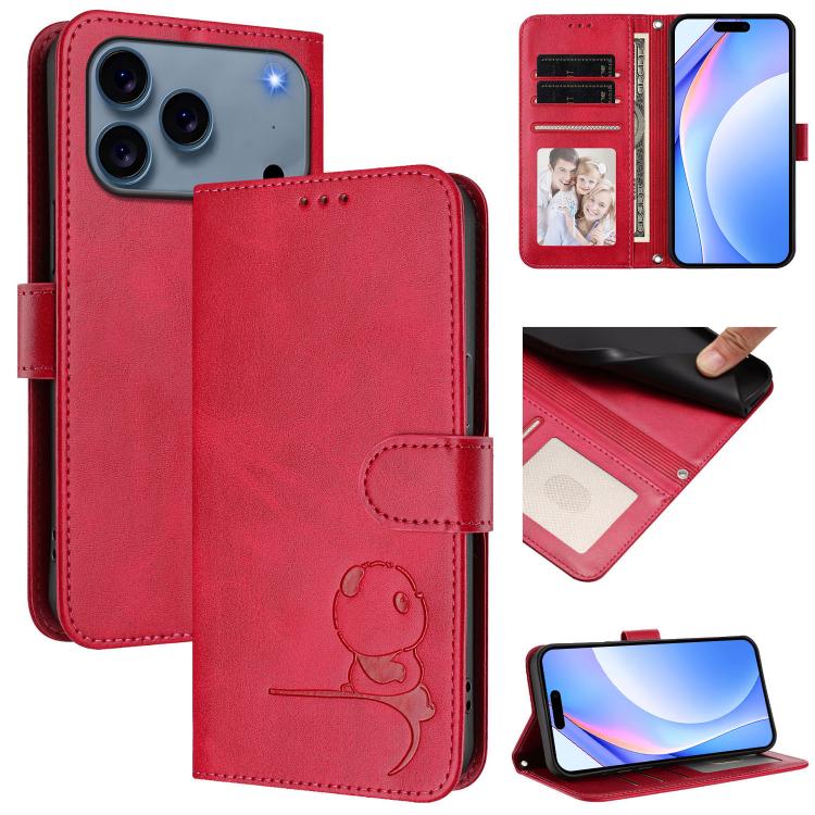 Capa para telemóvel Litter Panda em pele com relevo e RFID, com cordão, para iPhone 17e / 16e, para iPhone 17 Pro Max, para iPhone 17 Pro, para iPhone 17, para iPhone Air, para iPhone 16 Pro Max, para iPhone 16 Pro, para iPhone 16 Plus
