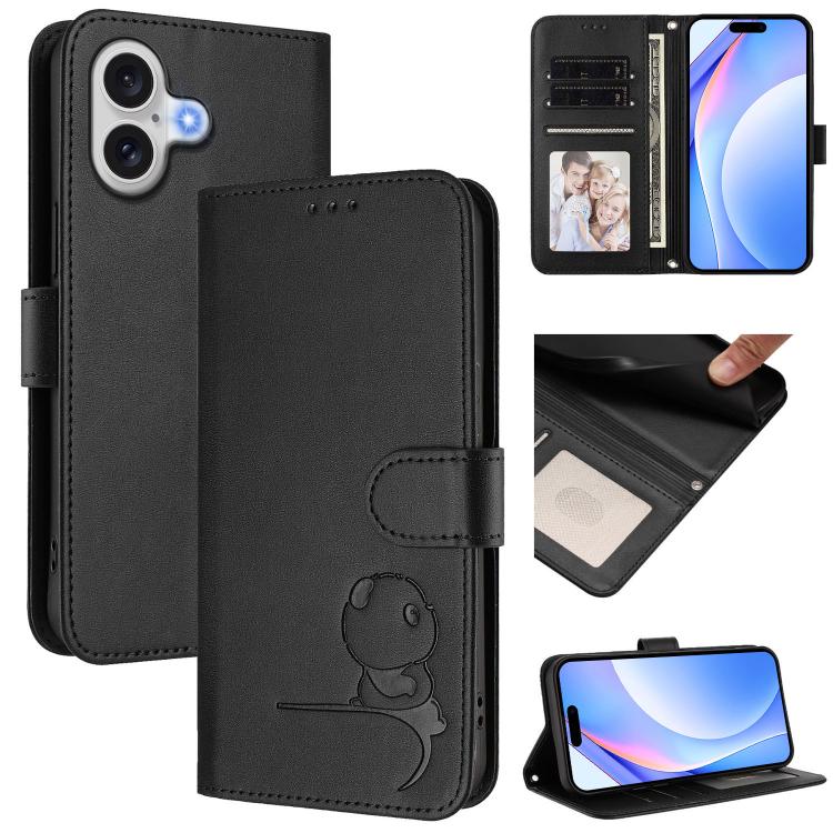 Capa para telemóvel Litter Panda em pele com relevo e RFID, com cordão, para iPhone 17e / 16e, para iPhone 17 Pro Max, para iPhone 17 Pro, para iPhone 17, para iPhone Air, para iPhone 16 Pro Max, para iPhone 16 Pro, para iPhone 16 Plus