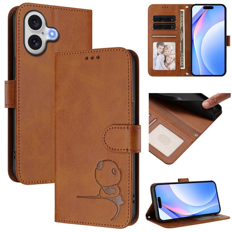 Capa para telemóvel Litter Panda em pele com relevo e RFID, com cordão, para iPhone 17e / 16e, para iPhone 17 Pro Max, para iPhone 17 Pro, para iPhone 17, para iPhone Air, para iPhone 16 Pro Max, para iPhone 16 Pro, para iPhone 16 Plus