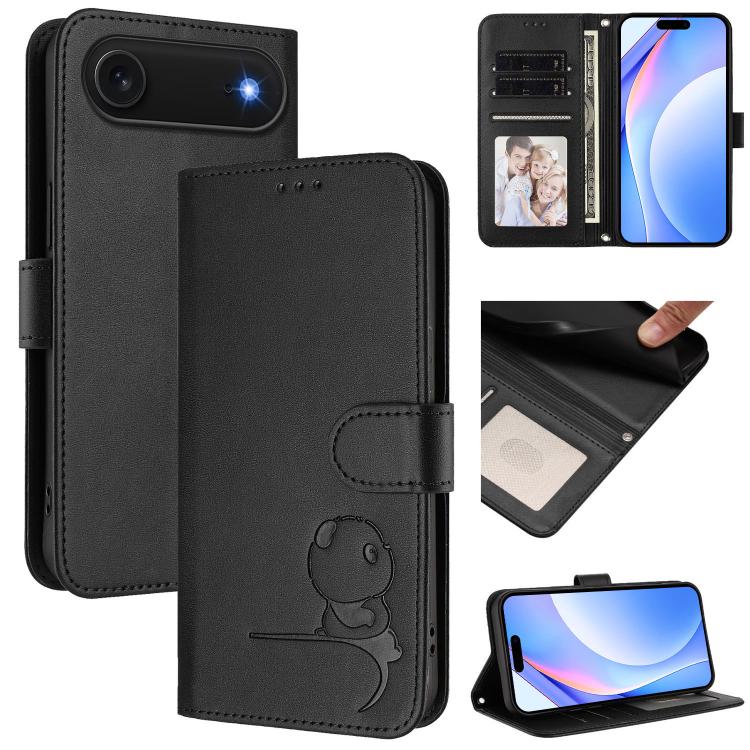 Capa para telemóvel Litter Panda em pele com relevo e RFID, com cordão, para iPhone 17e / 16e, para iPhone 17 Pro Max, para iPhone 17 Pro, para iPhone 17, para iPhone Air, para iPhone 16 Pro Max, para iPhone 16 Pro, para iPhone 16 Plus